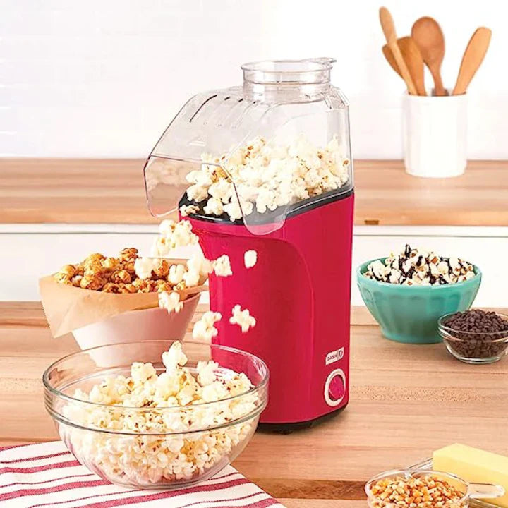 Aparat cu Aer Cald de facut Popcorn, AT PERFORMANCE®, Gata in max. 3 min, 1200W, Recipient dozator Boabe, Rosu.